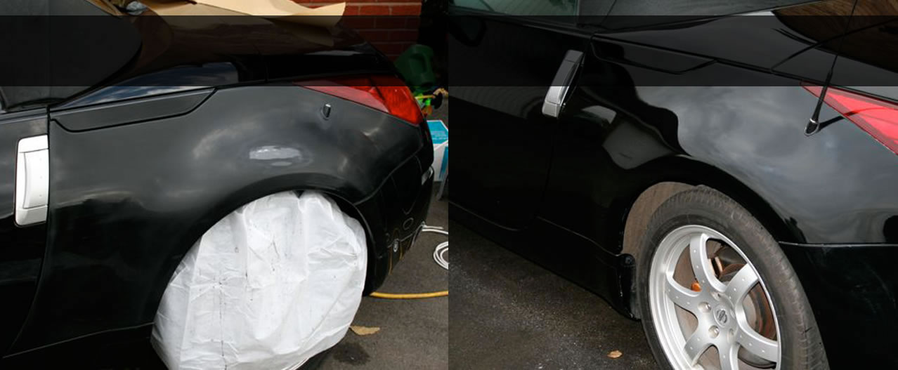 Damage to car before and after repair