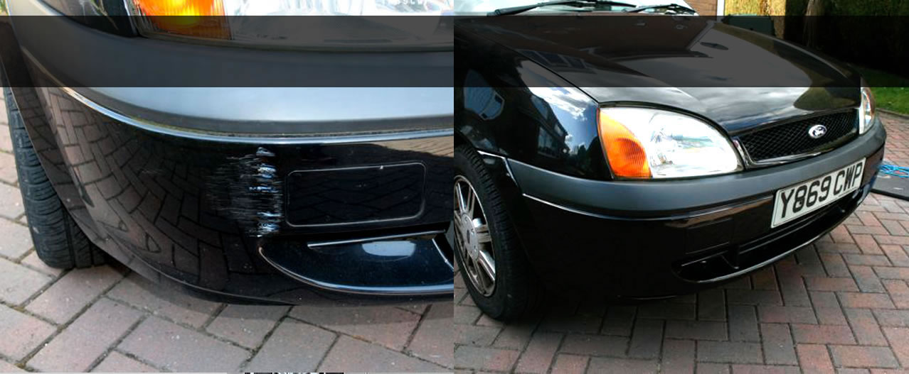 Damage to car before and after repair