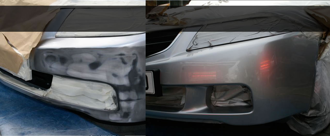 Damage to car before and after repair