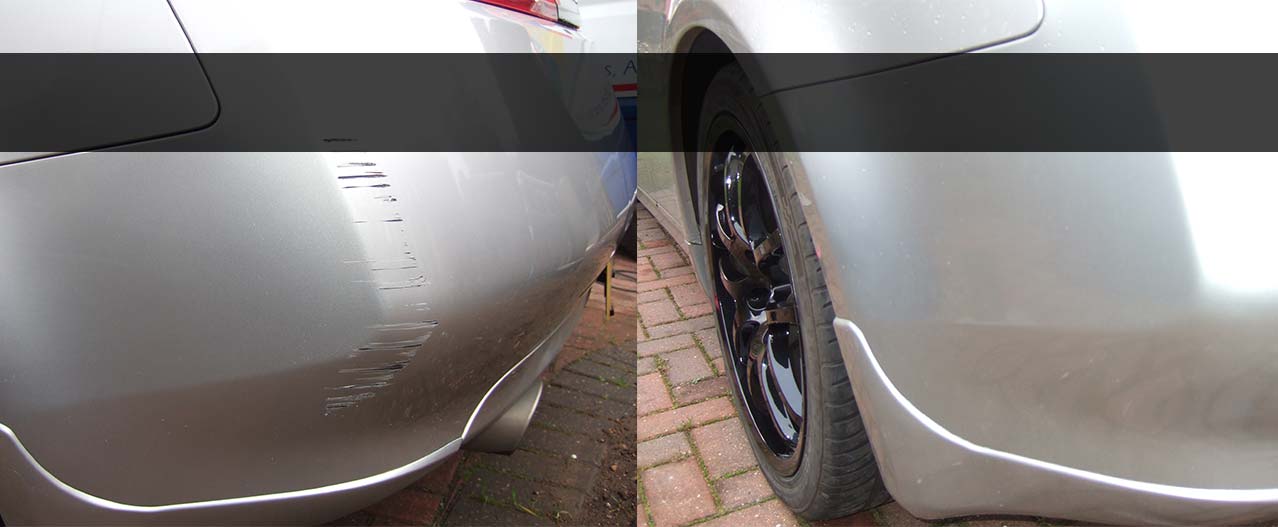 Damage to car before and after repair